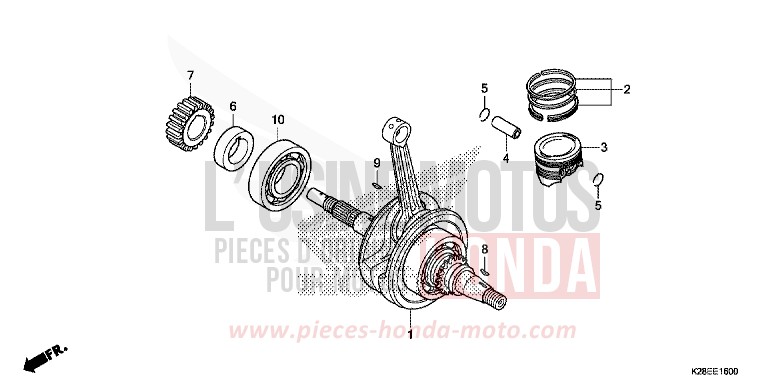 VILEBREQUIN/PISTON de CRF125F "Petites Roues" EXTREME RED (R292) de 2022